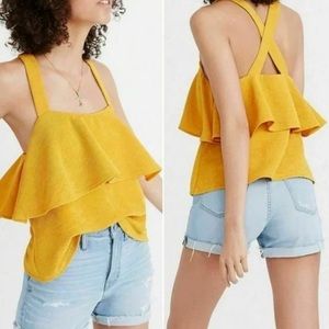 Madewell Texture & Thread CrossBack Yellow Top